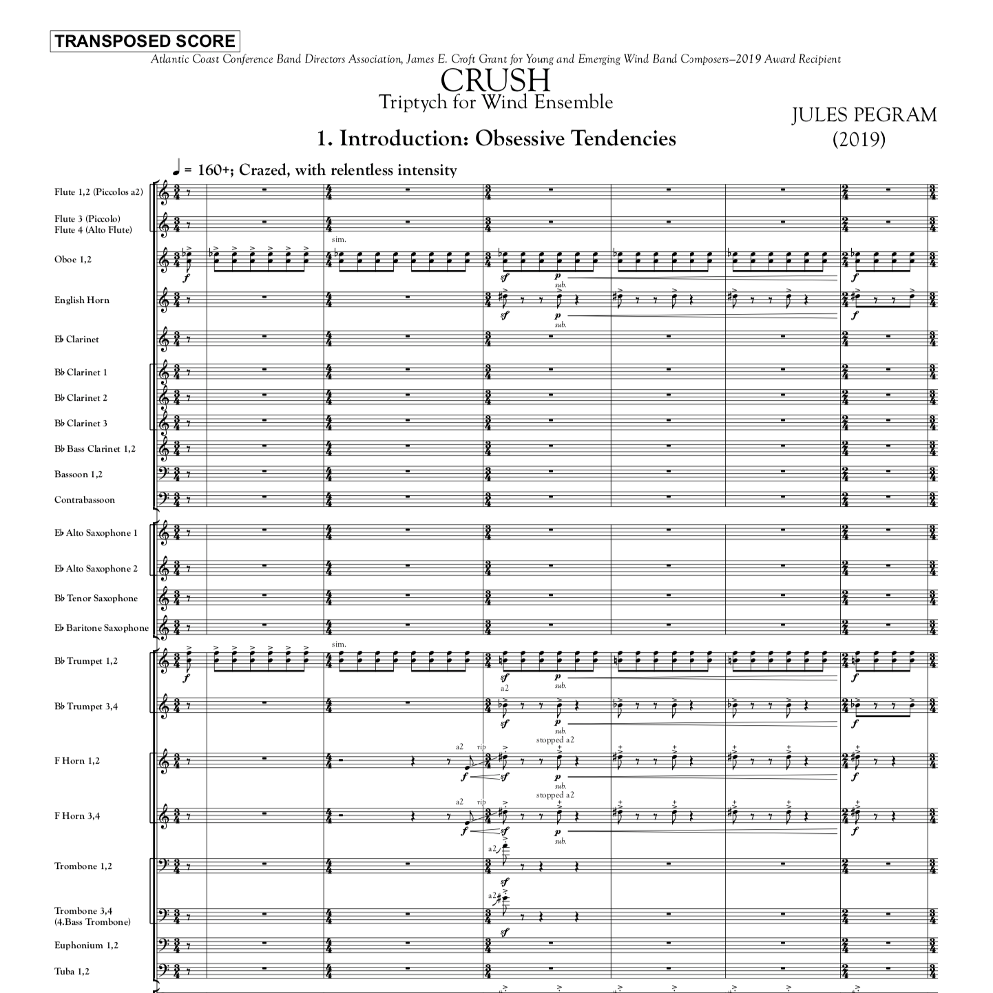 CRUSH-Triptych for Wind Ensemble (Full Score) — Jules Pegram